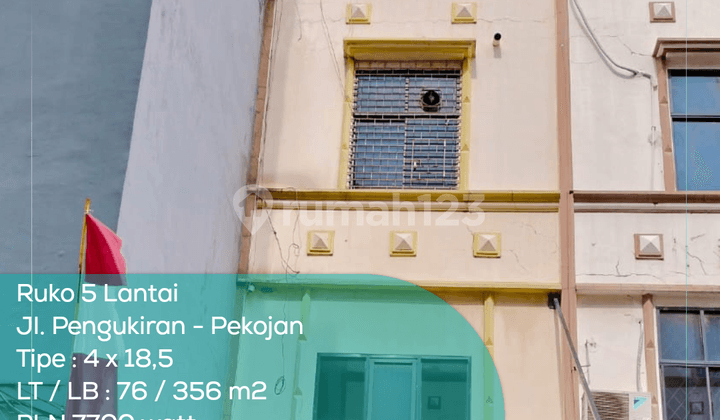 5-Story Shop House on Pengukiran Street, Pekojan, Type 4x18.5, Land Area/Building Area 76/356 m2, Unfurnished, HGB (Right to Build)