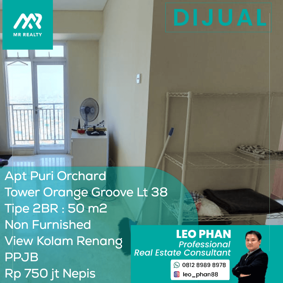 Apartement Puri Orchard Tower Orange Groove Wing B Lt 38, 2BR, Non Furnished