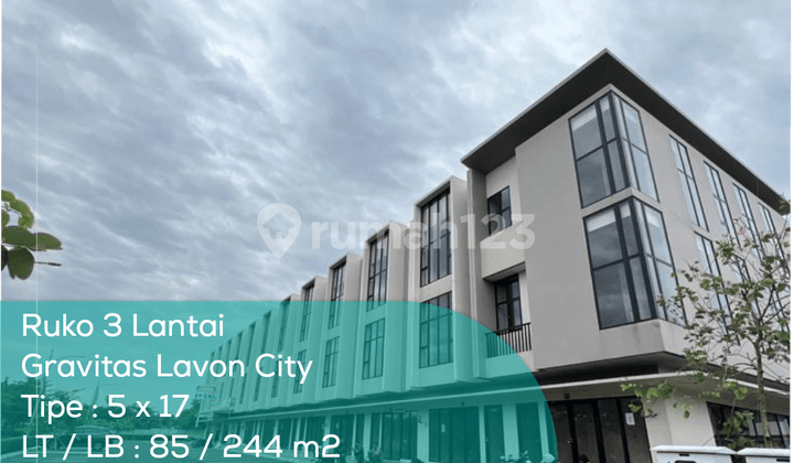 Ruko 3 Lantai Gravitas 02 Lavon City, Tipe 5X17, Lt/Lb 85/244 M2, Non Furnished