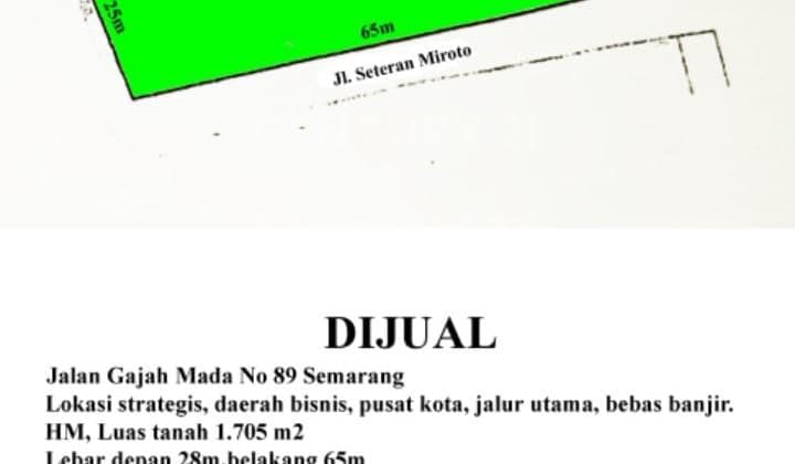 DIJUAL TANAH JL GAJAHMADA,lokasi Strategis