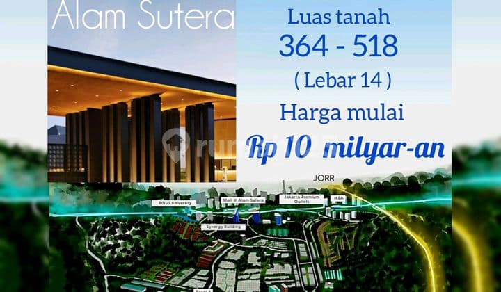 Kavling di Cluster Ter-Mewah Alam Sutera, Dkt Laurensia, Binus, Ikea