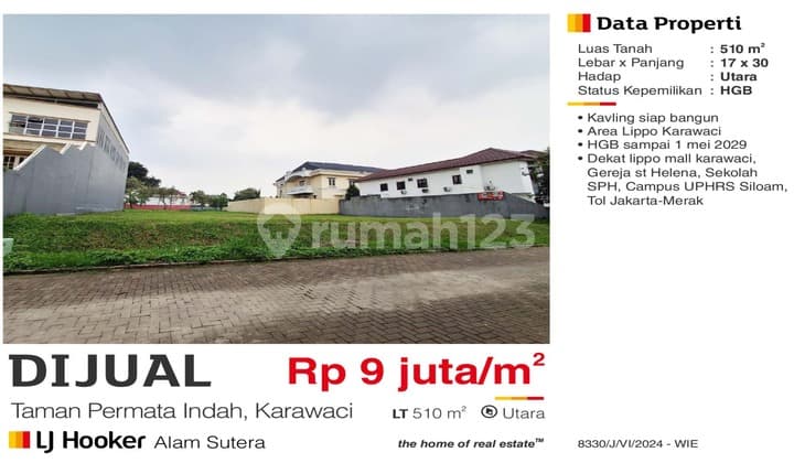 Kavling taman permata indah, Karawaci..Lokasi Strategis,Akses Tol