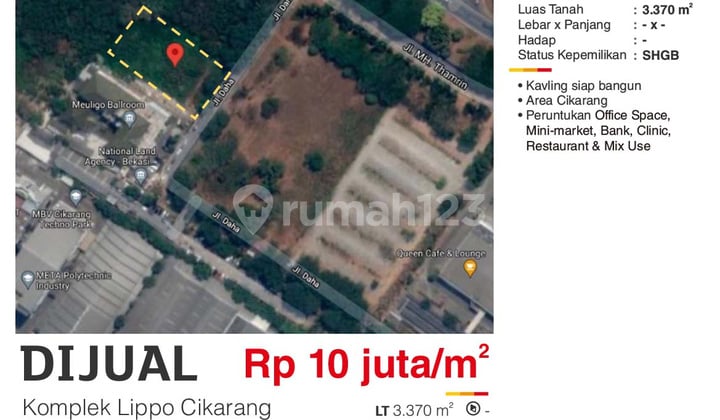 Kavling Siap Bangun Di Lippo Cikarang , Lokasi Strategis.