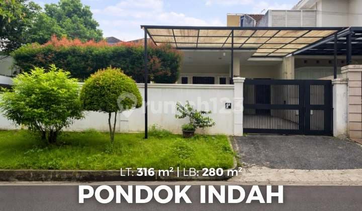 Rumah 1 Lantai Jalan Lebar Asri dan Tenang SHM di Pondok Indah Jakarta Selatan