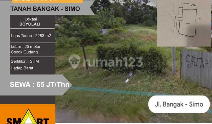 Sewa tanah Bangak Simo Boyolali dekat tol cocok gudang
