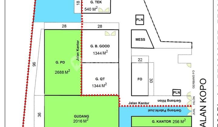 Disewakan Lahan Gedung atau Gudang Strategis di Mainroad Kopo Bandung