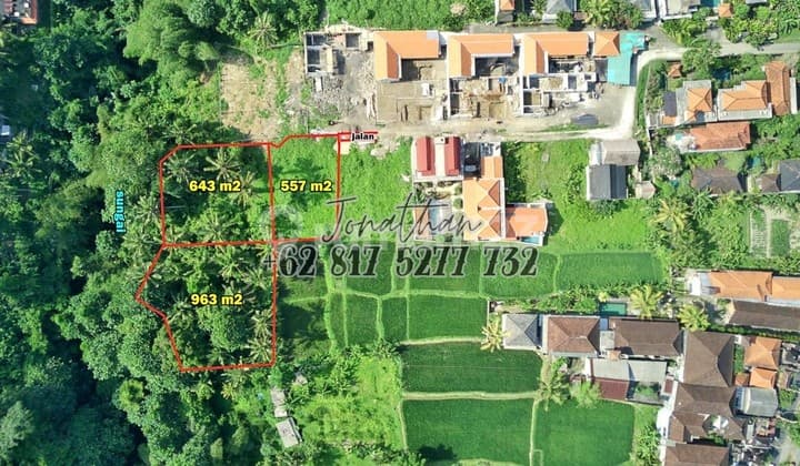 Tanah Freehold Hadap Sungai Area Wisata Tirta Tawar Ubud Bali - Lsadt