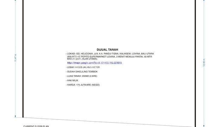 Dijual Tanah 200 m2 SHM di Lovina Dekat Pepito dan Pantai