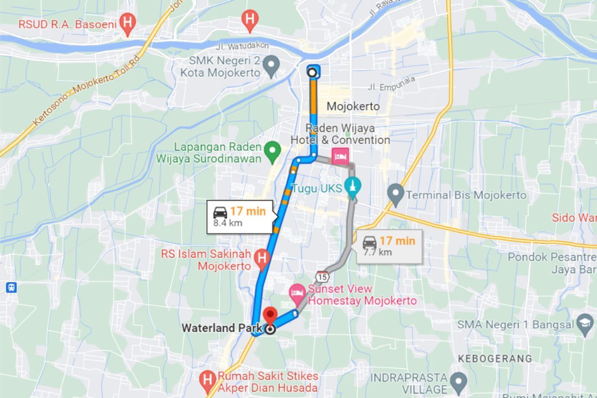 Rute dari Alun-alun Mojokerti ke Waterland Mojokerto.jpg